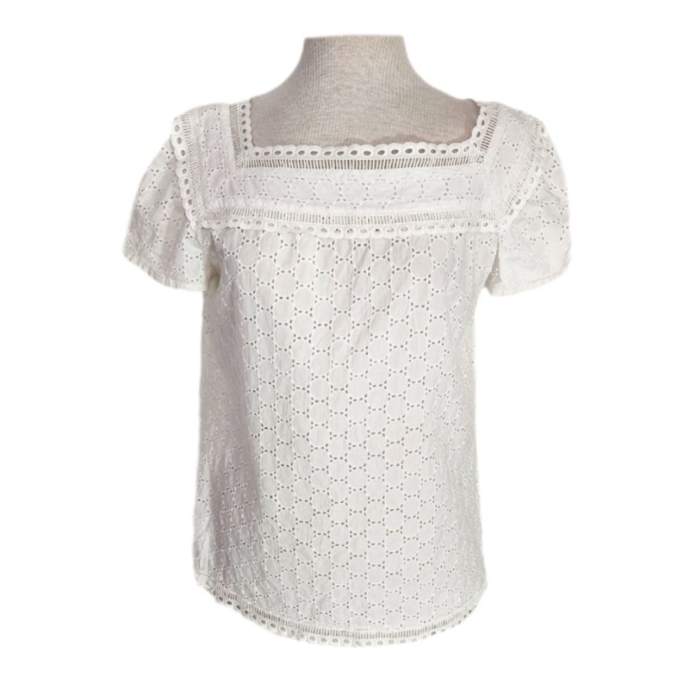 Marc Jacobs White Eyelet Lace Square Neck Blouse